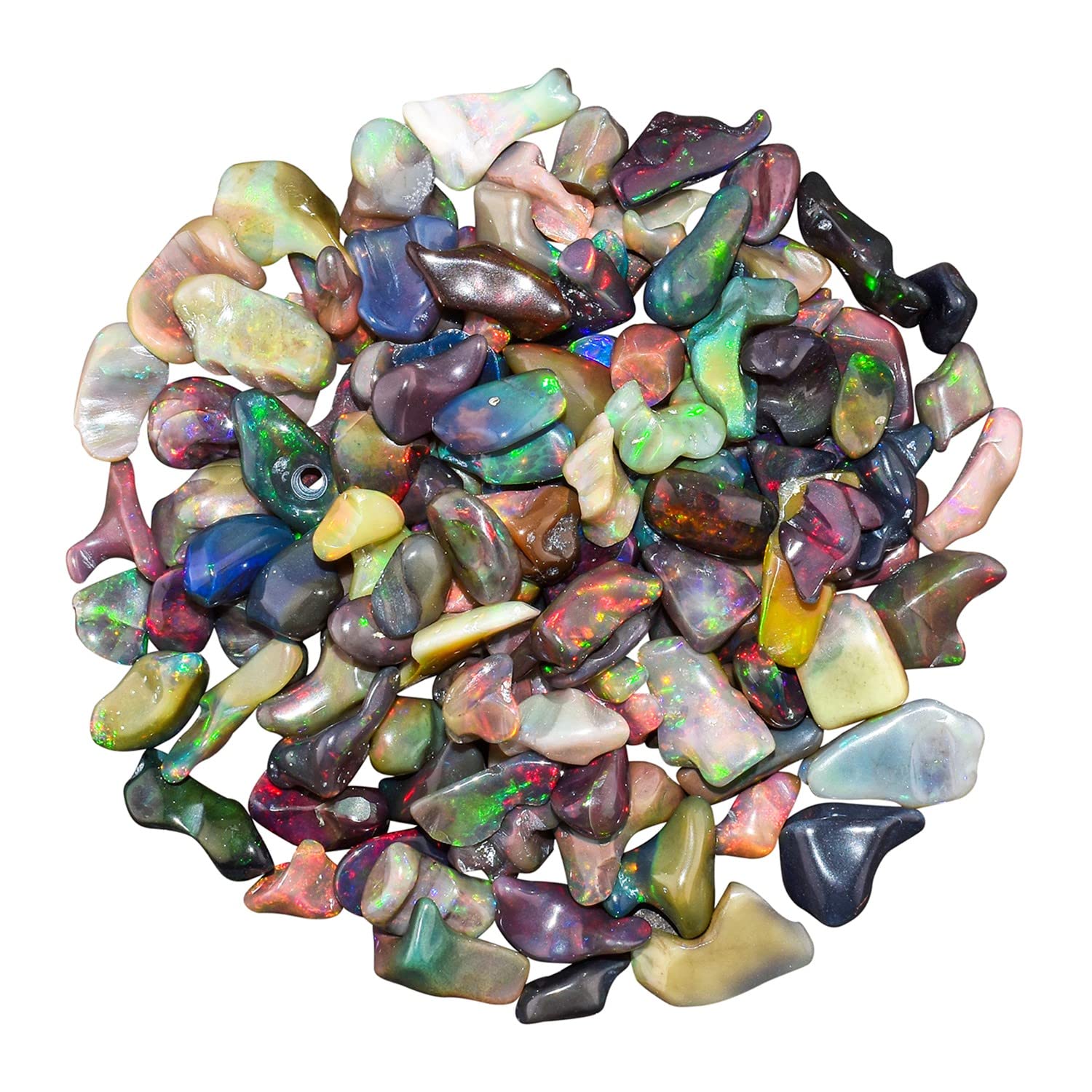 OdrillionGems® Natural Organic Ethiopian Black Opal Gemstone, Polished Fire Opal Stones, Healing Crystals, Loose Supplies, Jewelry Making, Wire Wrapping, DIY Crafts (3pcs)