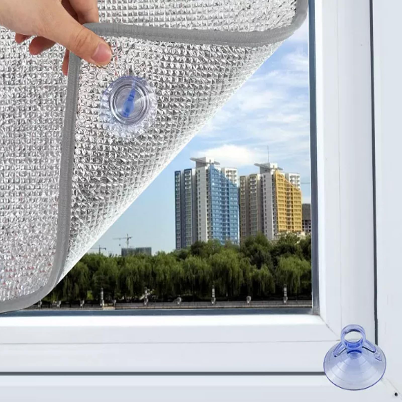 Aluminum Foil Reflective Window Film,Heat Control Sun Protection Film,99% Light Blocking Insulation Foil,7mm Privacy Protection Window Tint,for Home and Office (100x110cm)