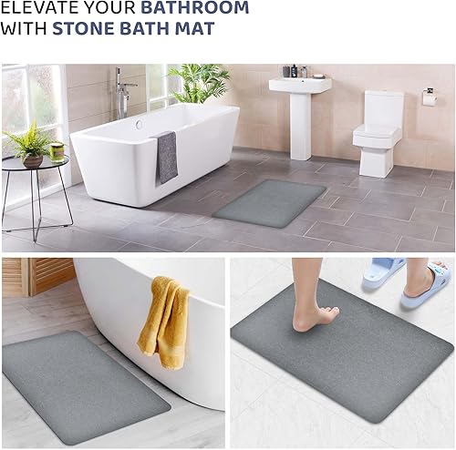Miniatura 4 de Danda Tapete de baño de piedra para baño, tapete de baño de tierra de diatomeas, tapete de secado de platos de piedra antideslizante para encimera