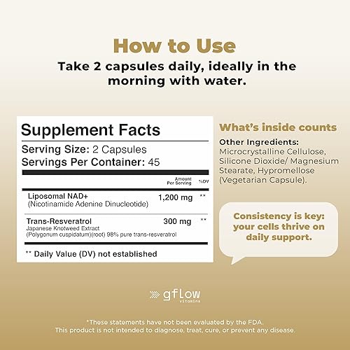 Miniatura 7 de Suplemento NAD+ (nicotinamida adenina dinucleótido) con resveratrol como 98% puro Trans-resveratrol Suplemento antioxidante antienvejecimiento
