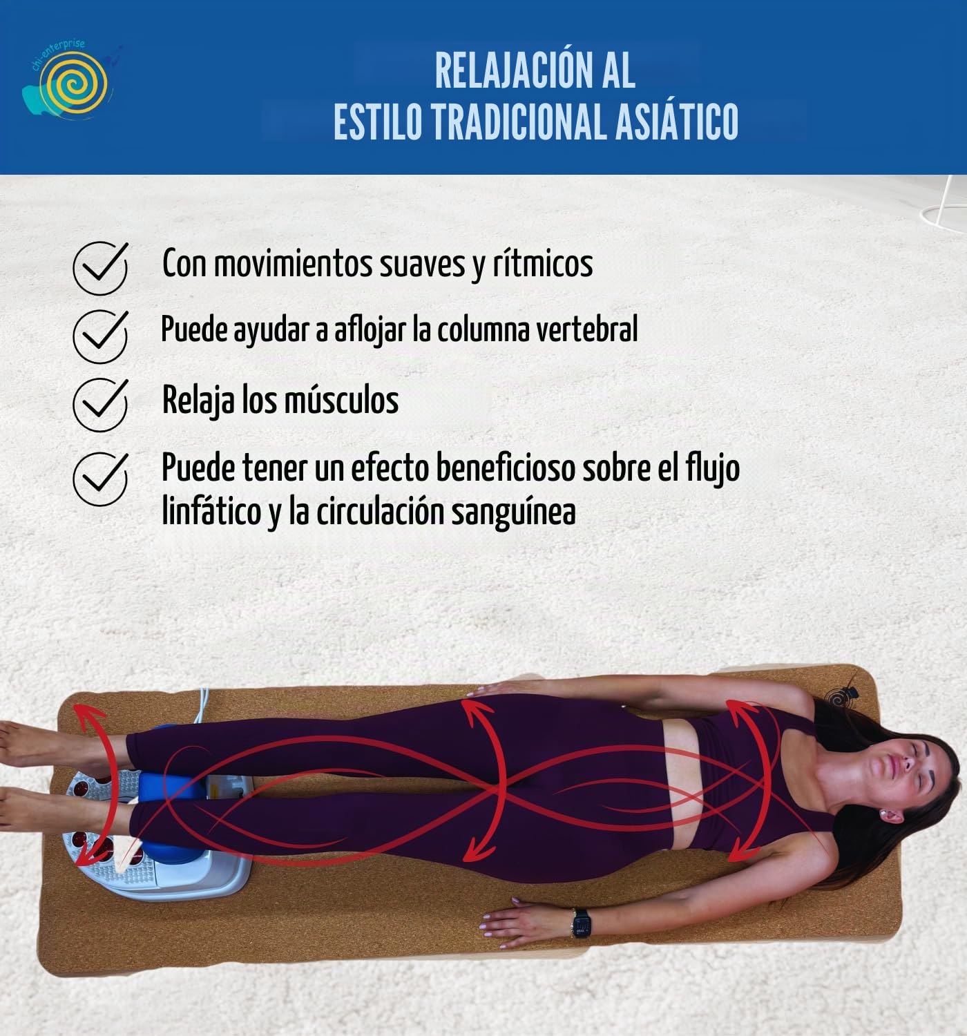 chi-enterprise Vitalstar blue Chi massager I Programa de relajación en 8 etapas I Masaje reflexológico de pies en 2 etapas I con mando a distancia con temporizador | incl. Twister