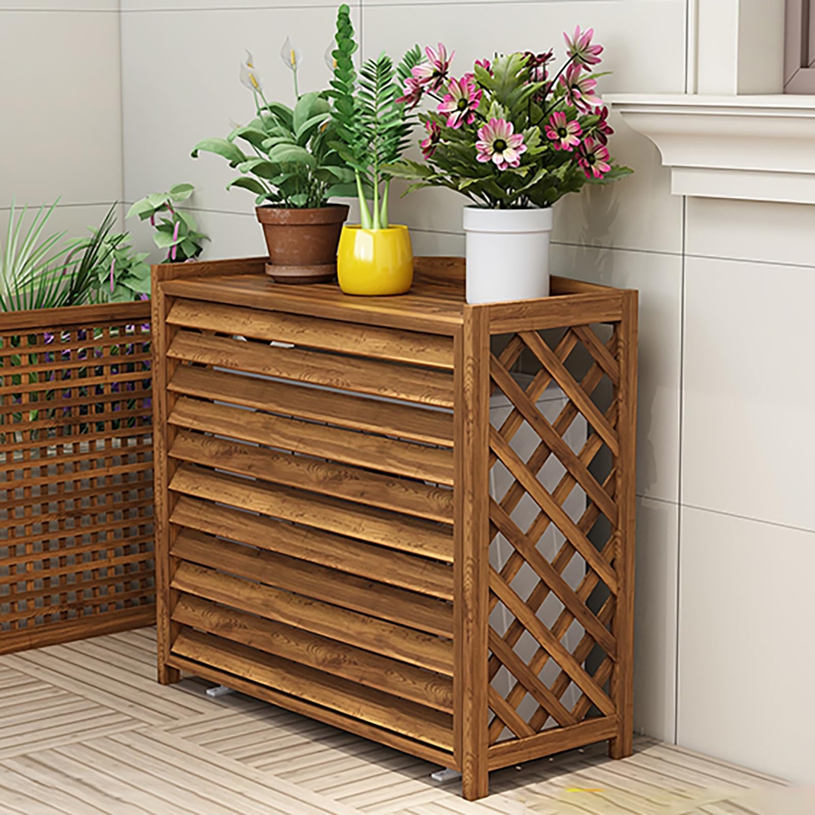 Cubierta De Aire Acondicionado Exterior, Madera Cubre Para Aire Acondicionado, Pantalla De Privacidad Decorativo, Rejilla Para Aire Acondicionado, Fundas Aire Acondicionado (Size : 105x47x80cm/41.3x1
