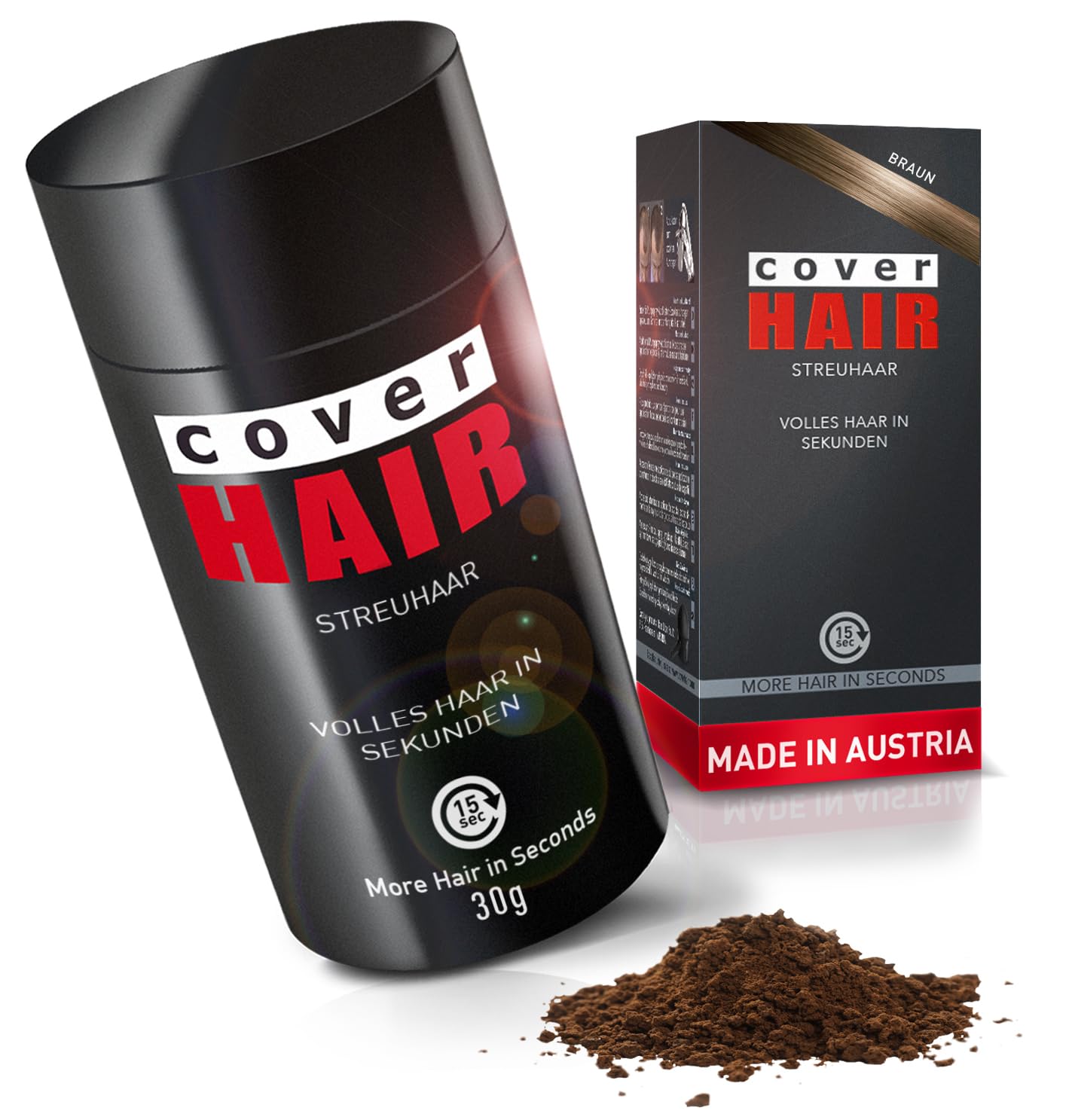 Cover Hair® Premium Streuhaar - 26g I Schütthaar zur Haarverdichtung & Ansatzkaschierung - Natürlicher Look in Sekunden I Hair Fiber für Männer & Frauen I Streuhaar Braun