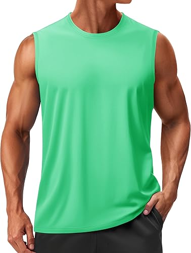 Miniatura 8 de TACVASEN Camiseta sin mangas de secado rápido para hombre, protección solar UPF 50+, camisetas sin mangas para gimnasio, entrenamiento, playa,