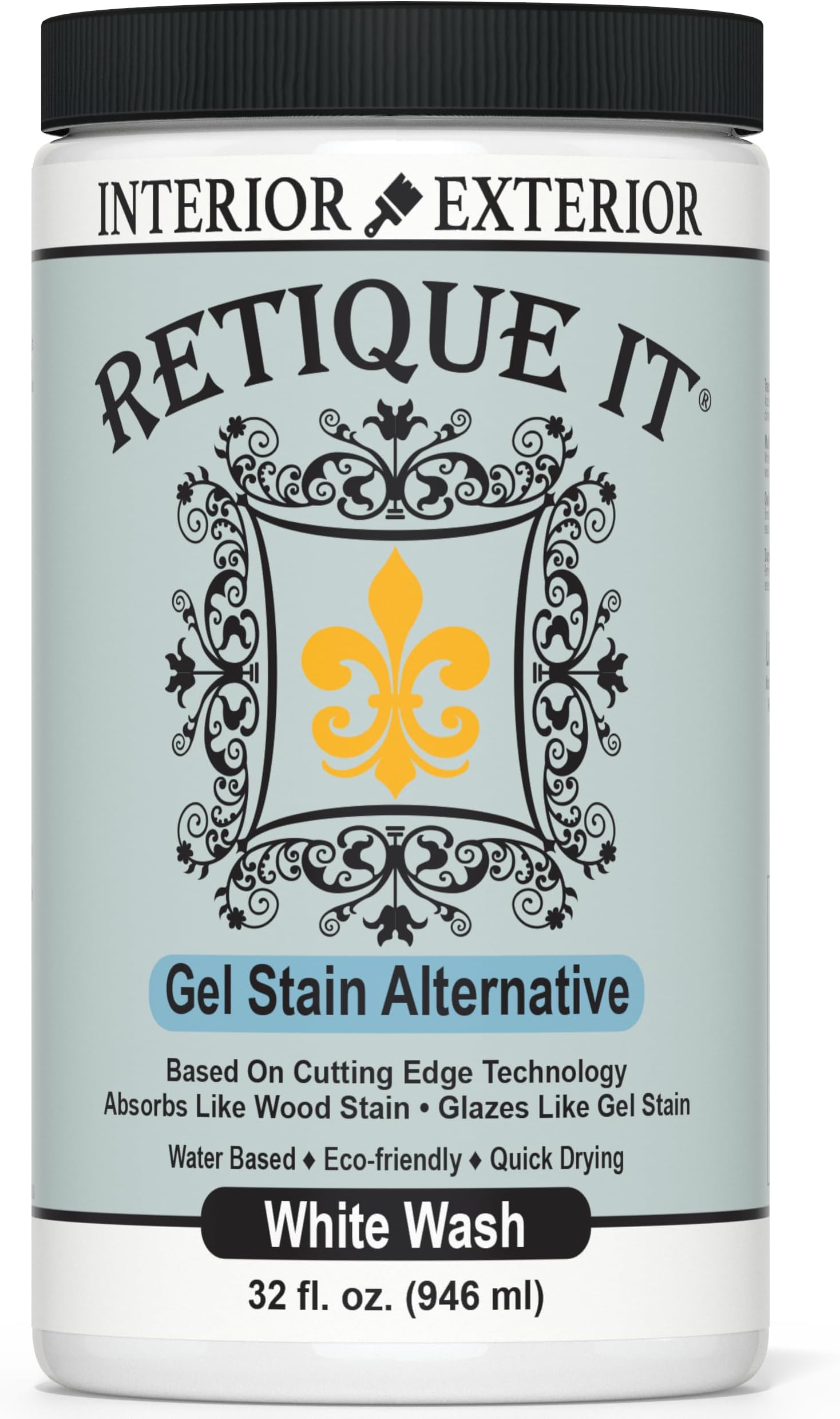 Water-Based Gel Stains by Retique It, White Wash, 32oz Stain