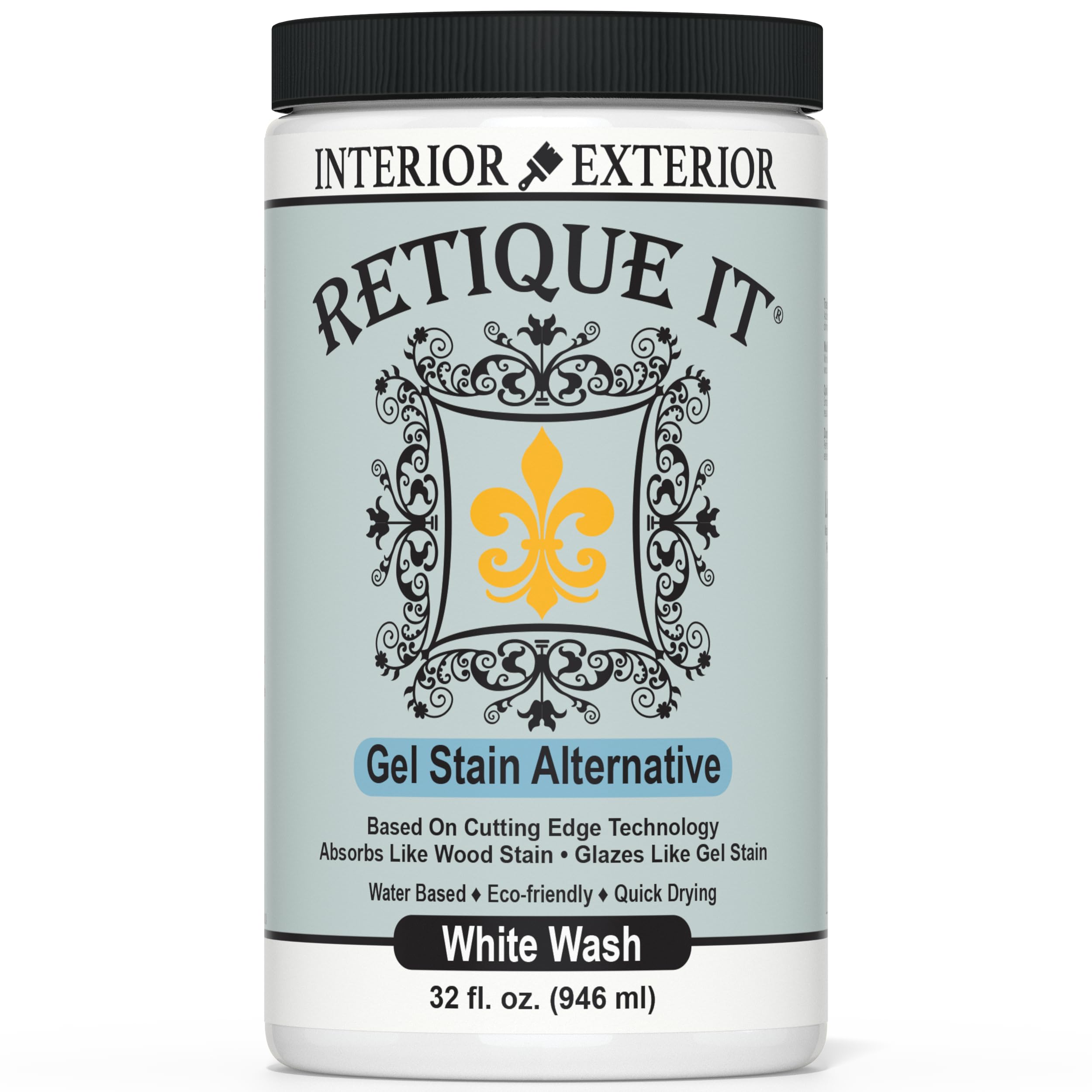 Water-Based Gel Stains by Retique It, White Wash, 32oz Stain