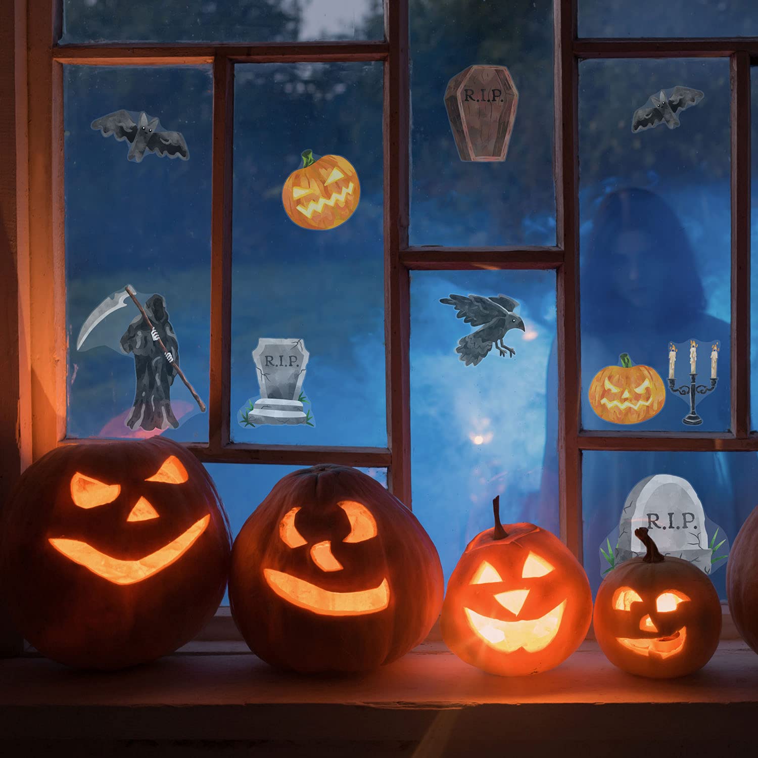 Stickerscape Scary Halloween Halloween Window Stickers ( Stickers - 2 Sheets) | Halloween Window Decorations | Reusable And Cleanly Removable | Made In The Uk