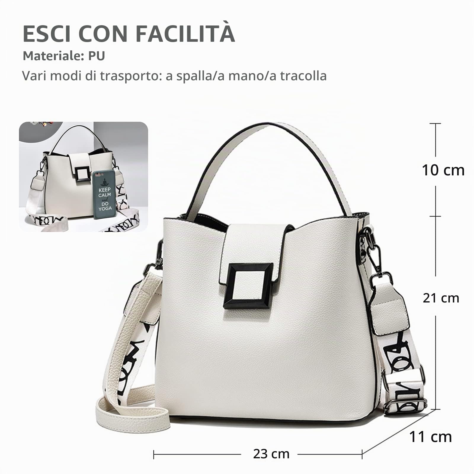 NICOLE & DORIS Borsa a Secchiello Borse a Mano da Donna Borse a Tracolla in PU Pelle Elegante Borsa Delle Signore Leggero Borse a Spalla con Due Spallacci Nero