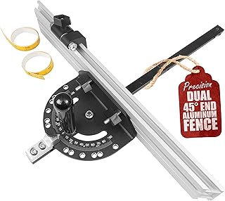 Fulton Precision Miter Gauge with Aluminum Miter Fence with 45 Degree Angled Ends for Maximum Stock Support and a Repetitive Cut Flip Stop