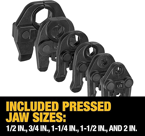 Miniatura 11 de DEWALT 20V MAX Cordless Plumbing Pipe Press Tool Kit with Crimping Heads, Pro Press Tool For Copper Pipe and Stainless Steel Pipes, ½”-1 ¼”, 2
