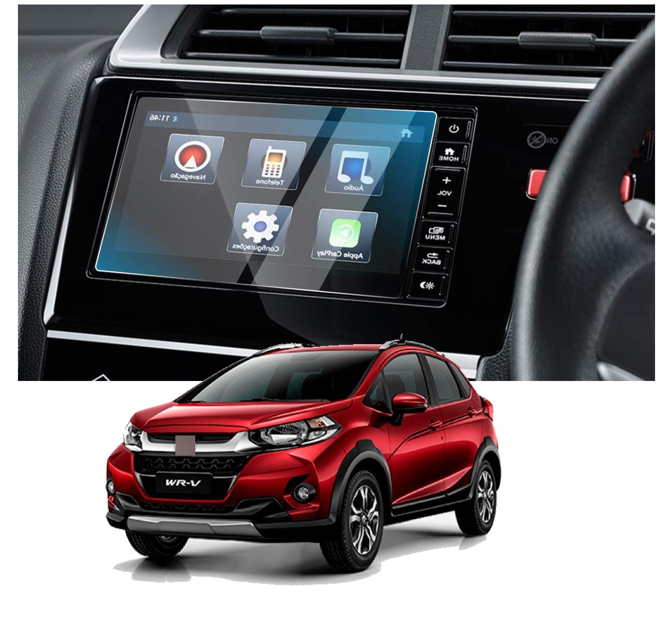 LF Hydrophobic Honda Wrv Sv, Vx Car Accessories Navigation Or Music System (Stereo) Touch Screen Guard (Company Fitted)-Clear