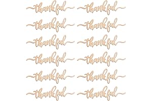 PARBEE 12PCS Thanksgiving Place Cards Thankful Wood Signs for Holiday Dinner Table Decorations