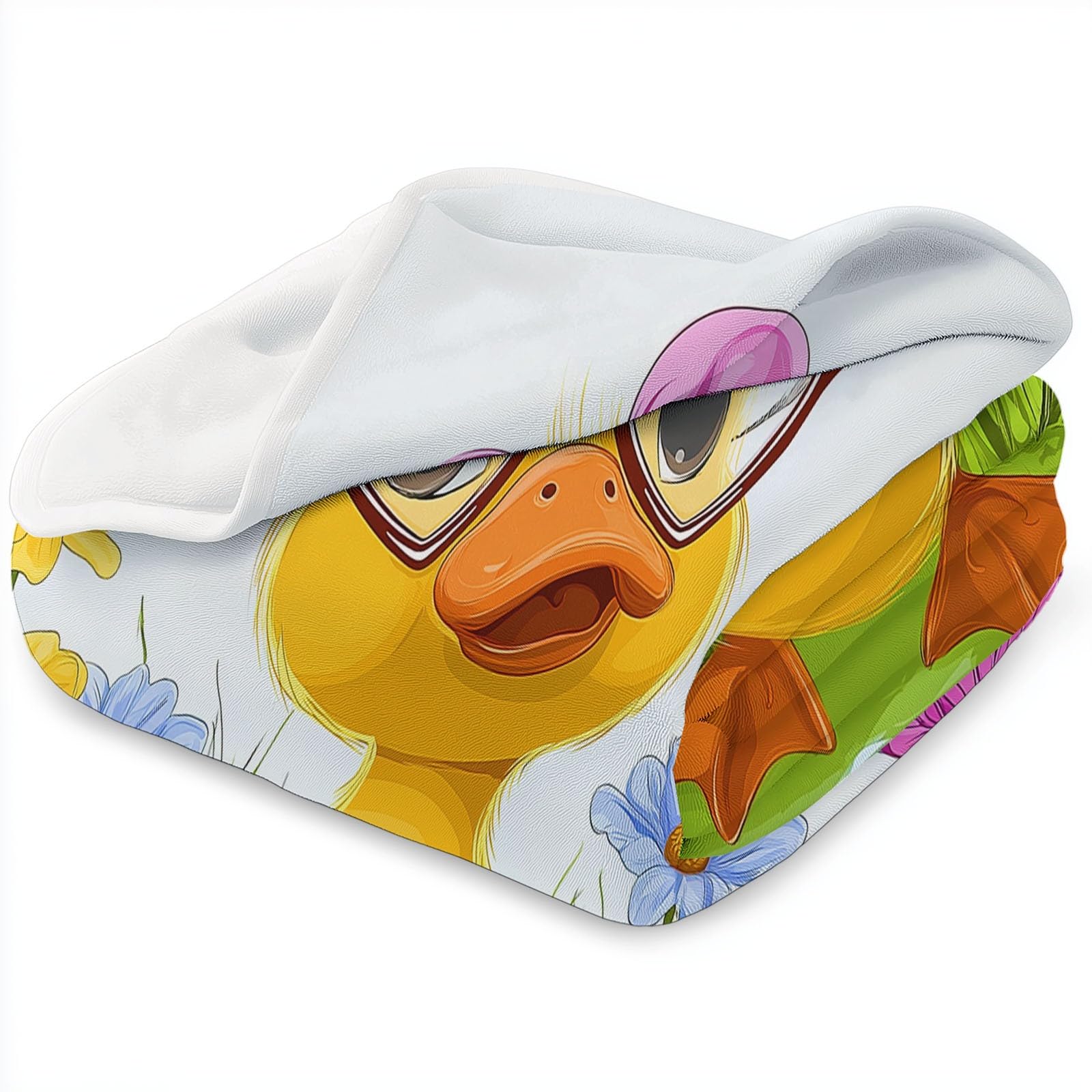 Koc polarowy flanelowy z motywem kaczki z kreskówkowego polaru, narzuta na sofę Wygodny dwuosobowy koc na łóżko w kratę zima, 220 x 240 cm Jasny kolor