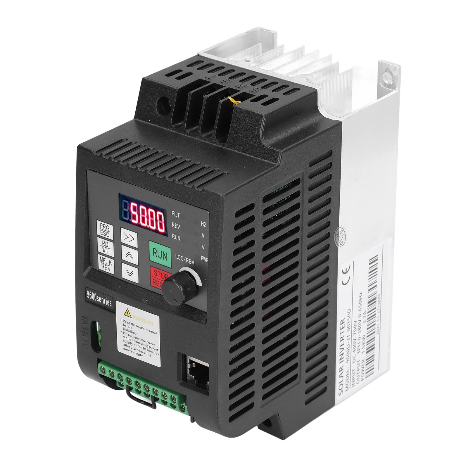Yosoo Health Gear Inversor de Frecuencia Variable Inversor Fotovoltaico de Aluminio ABS DC400 a 700V Entrada AC 3PH 0 a 380V 0 a 650Hz 1.5KW para Sistemas de Bombas de Agua Solares