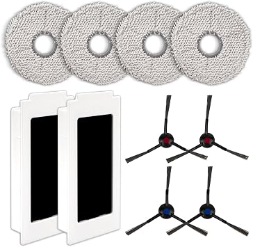 10 Pack T30S Replacement Parts Accessories for ECOVACS DEEBOT T30S/ T30S AI/ T30S Care/ T30S Pro/ T30S Combo/ T30 Pro Omni/ T30 Omni/Yeedi M12 Pro+, 4 Mop Pads, 2 HEPA Filters, 4 Side Brushes