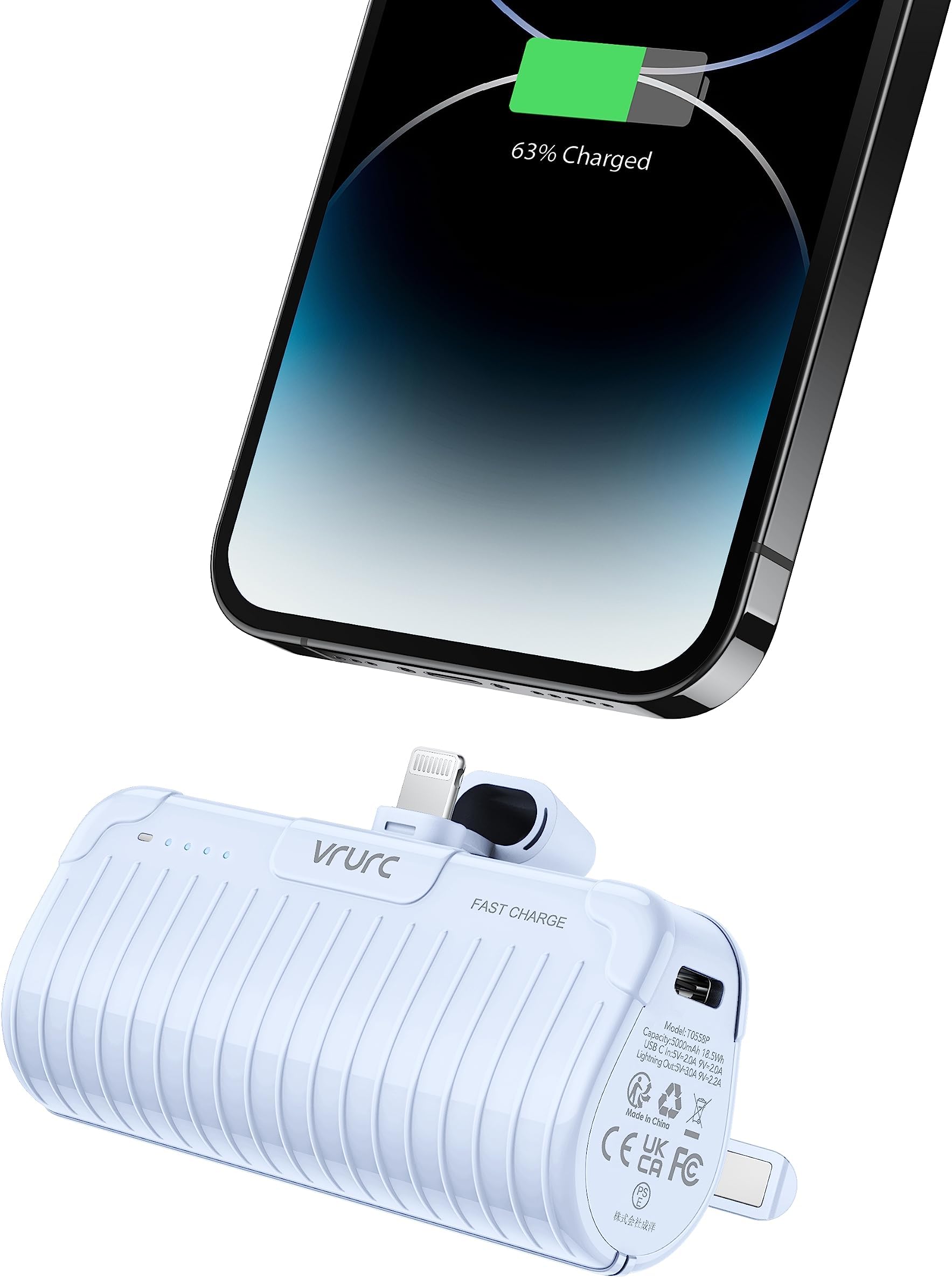 Amazon.com: VRURC Mini Portable Charger for iPhone, 2-Packs Power Bank ...