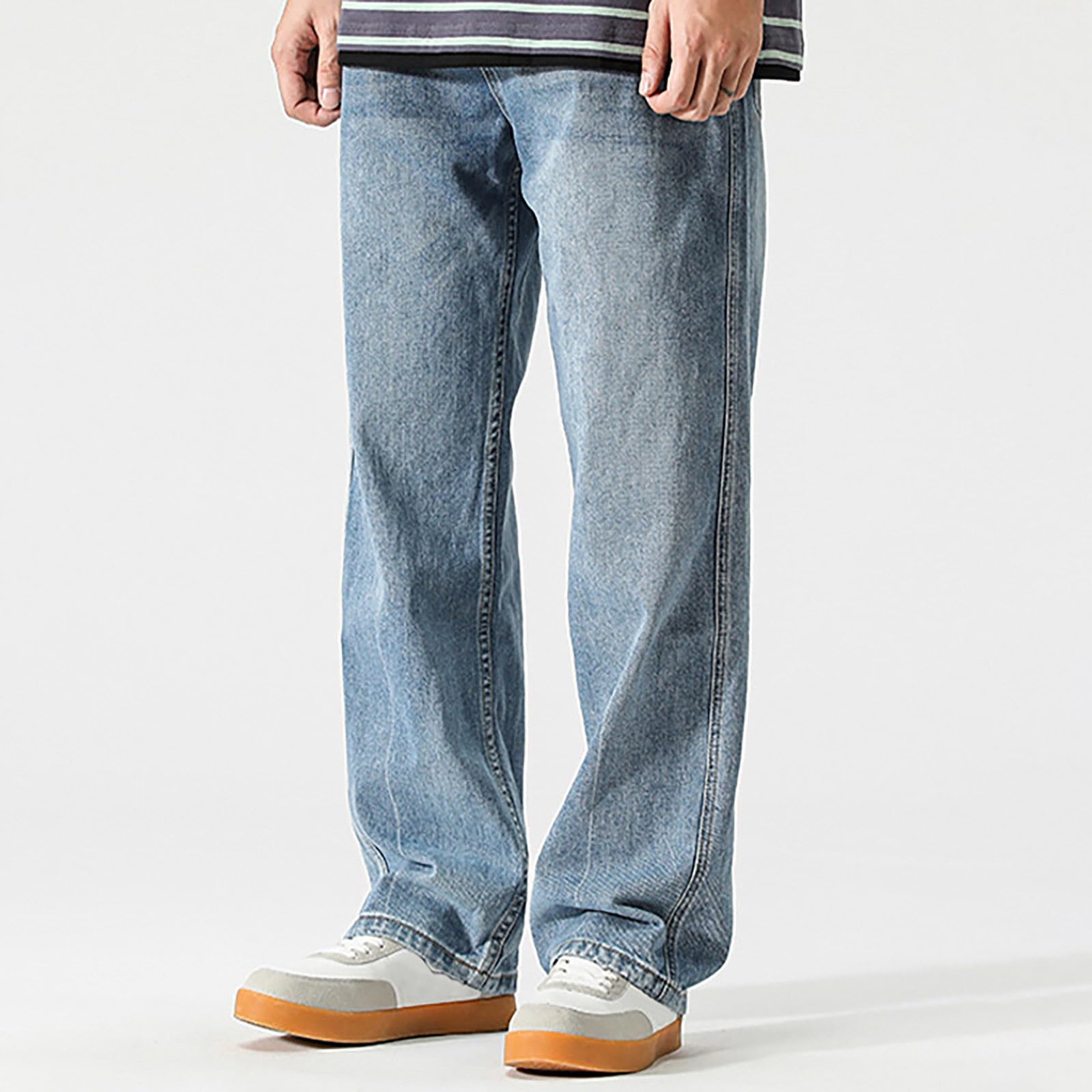 Pantalones Vaqueros Hombre-Pantalones de Mezclilla de Motociclista Ajustados para Hombre