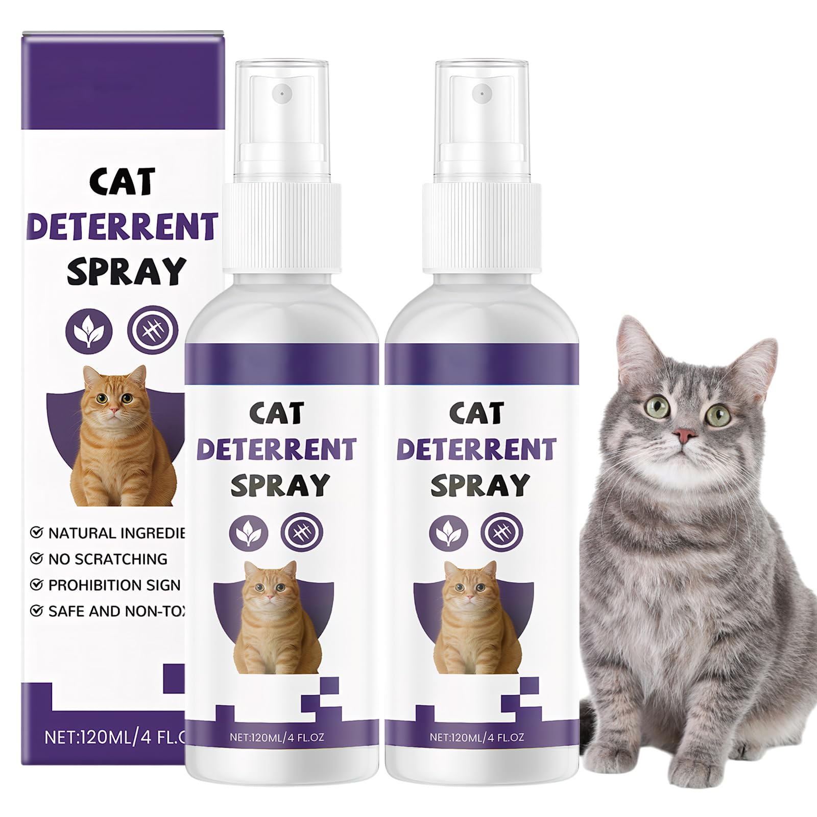 Ruiunchu 2 Pcs Cat Deterrent Spray 120ml Anti Scratch Repellent