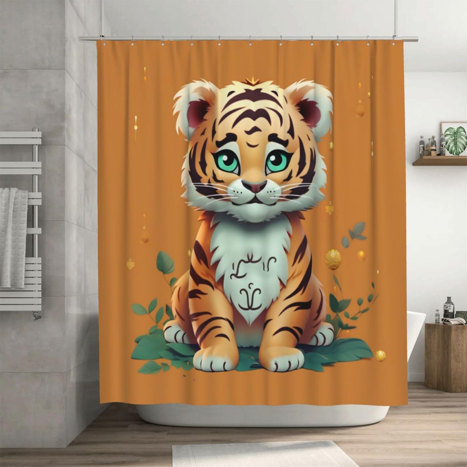 Rideau de douche étanche et anti-moisissure au motif de tigre rigolo