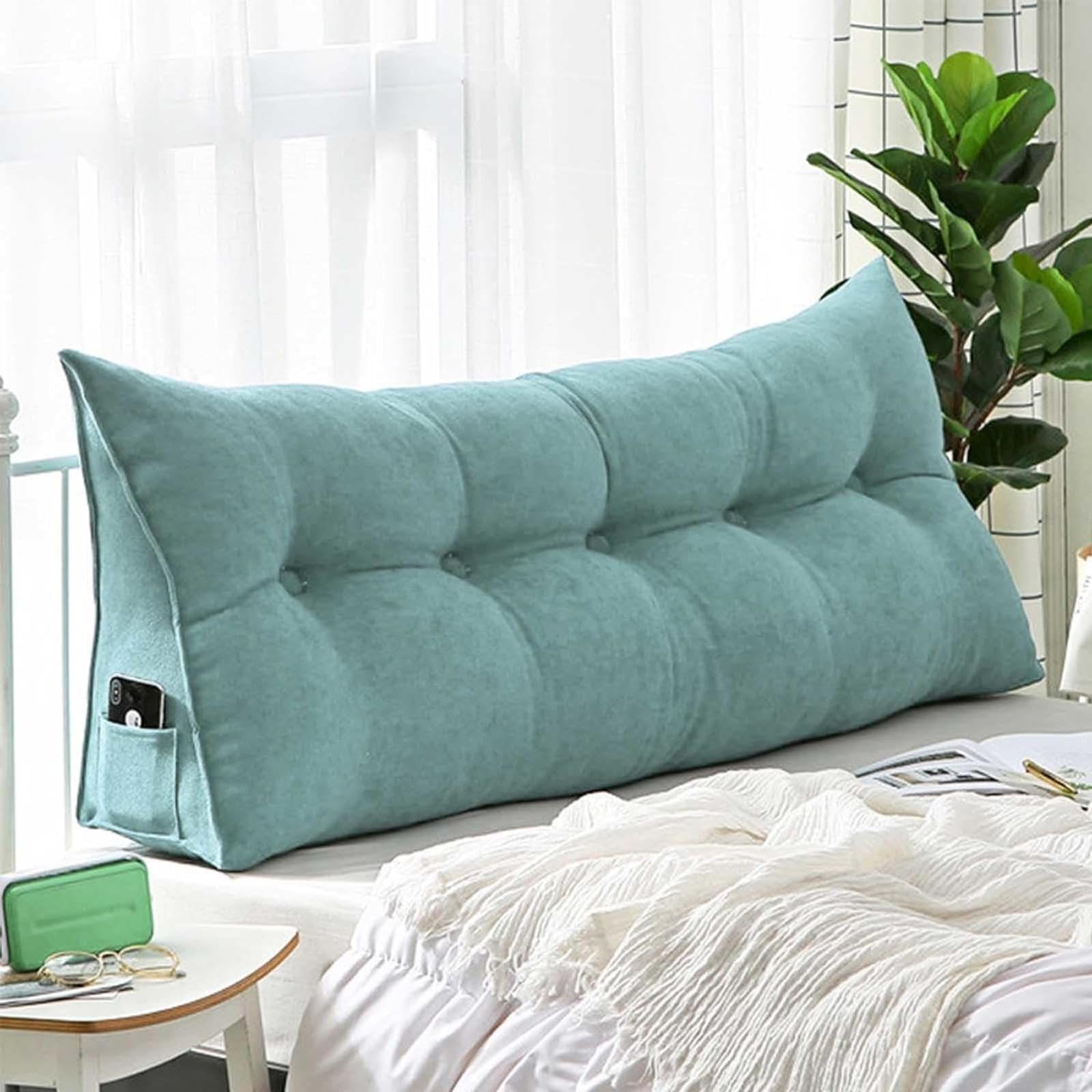 Yszbd C Large Wedge Pillows Headboard Lumbar Support Ushion Waist Backrest With Pocket Ouch Removable Washable Over,For Bed Sofa Bedroom,-80X50x20cm