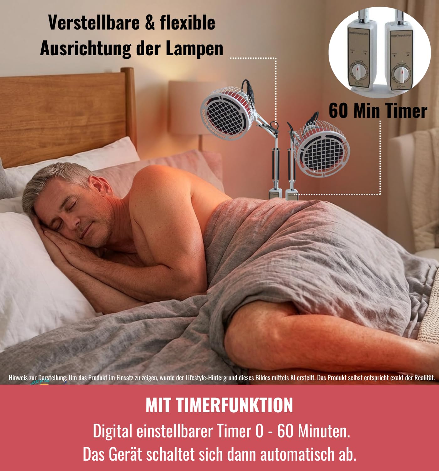 chi-enterprise TDP Wärmelampe mit Mineralplatte - Akupunkturlampe für Langwellentherapie & Wärmestrahlung | Timer 30-60 Min. - Moxalampe begleitend zur Akupunktur & Moxa-Therapie CQ-32