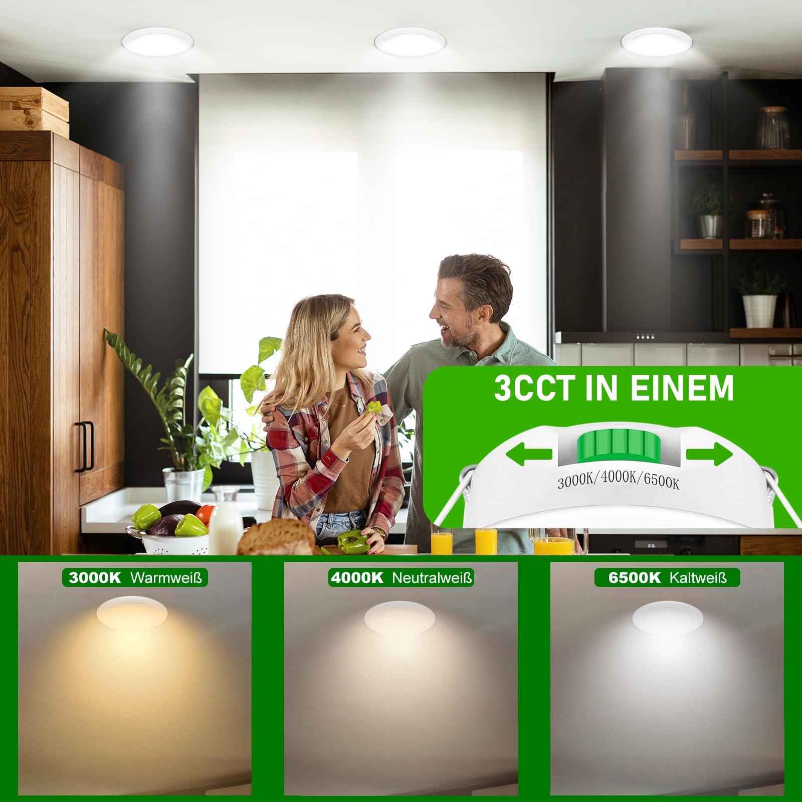 LED Einbaustrahler 230V Dimmbar, 7W Flach 65-75mm Einbauø, 24er Set LED Spot, IP44 Deckenspots Warmweiß Neutralweiß Kaltweiß für Badezimmer, Küche, Wohnzimmer, Flur/Schlafzimmer