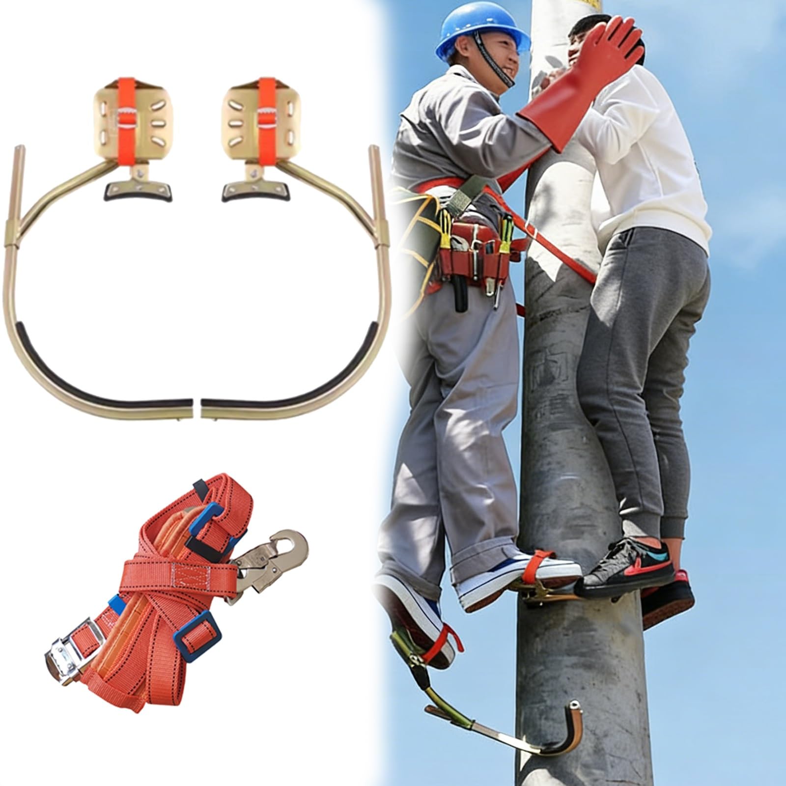 ramponi anticaduta per alberi Carico 150kg/330lbs Ramponi per arrampicata su palo Lavori in quota Kit Regolabile 6-19,7" di diametro Set di scarpe per arrampicatori