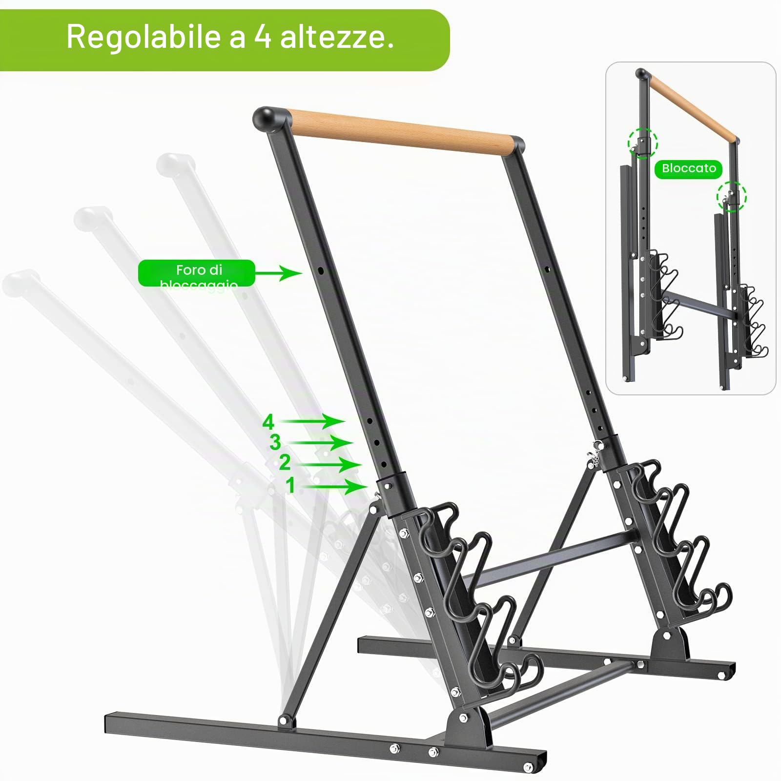 Kipika Barra da balletto tradizionale in legno massiccio da parete, barra per stretching/dance per allenamento a casa, attrezzatura da ballo, supporto in metallo resistente
