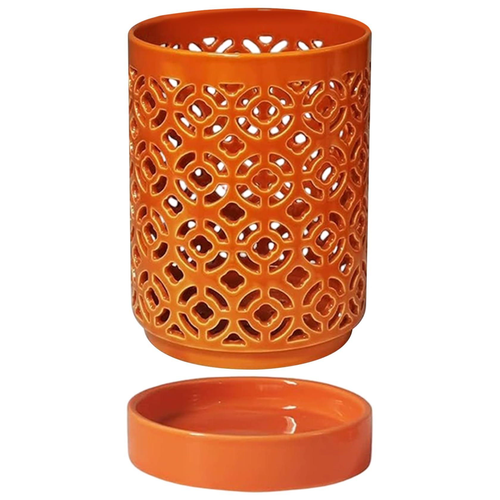 Vistnale Orange Orchid Pots With Holes, Orchid Pots 5.5X4in Planter With Holes & Saucer & Drainage Ceramic Plant Pot For Indoor Outdoor Plants,
