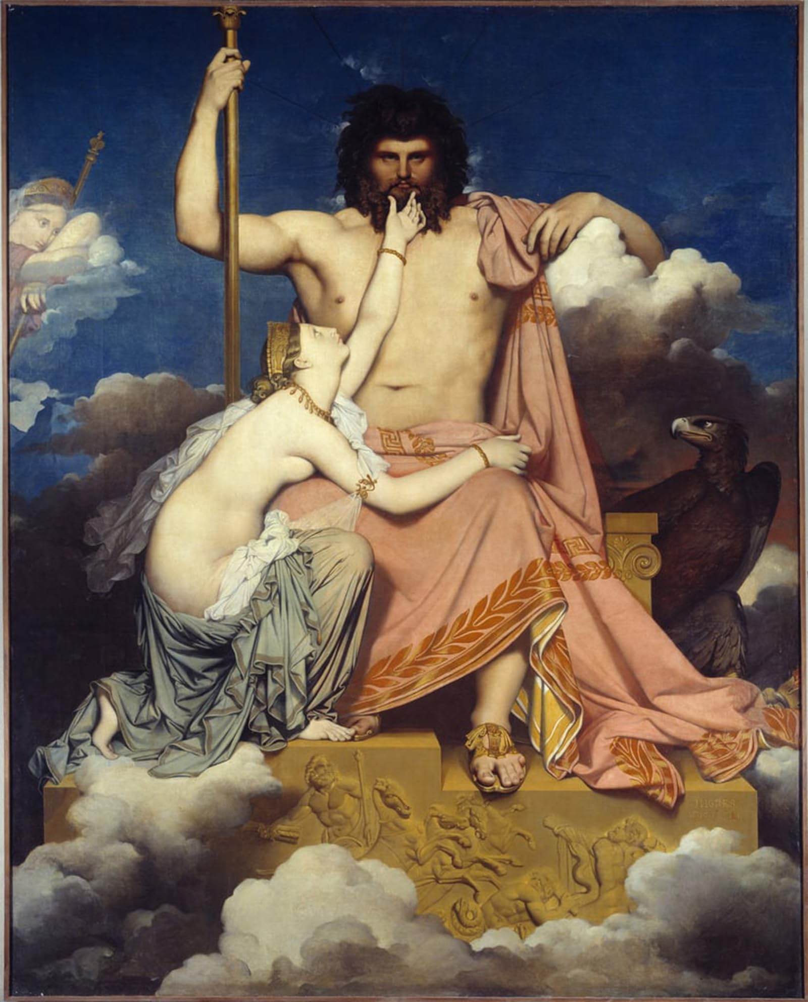 ARTXLXXBN Famous Painting Art Wall Decor Abstract Art Picture Jupiter and Thetis Painting by Jean Auguste Ingres Animal Pictures for Home Decor 60x90cm