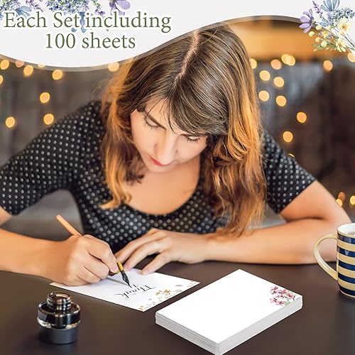 Miniatura 2 de Spiareal 100 piezas de tarjetas en blanco de 4 x 6 pulgadas Tarjetas de nota decorativas en blanco con diseño floral Tarjetas de índice florales a