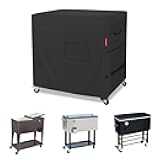 Porch Shield Waterproof Rolling 80-100 Qt Cooler Cart Cover Fits Most Patio Ice Chest Party Cooler (Black, 40