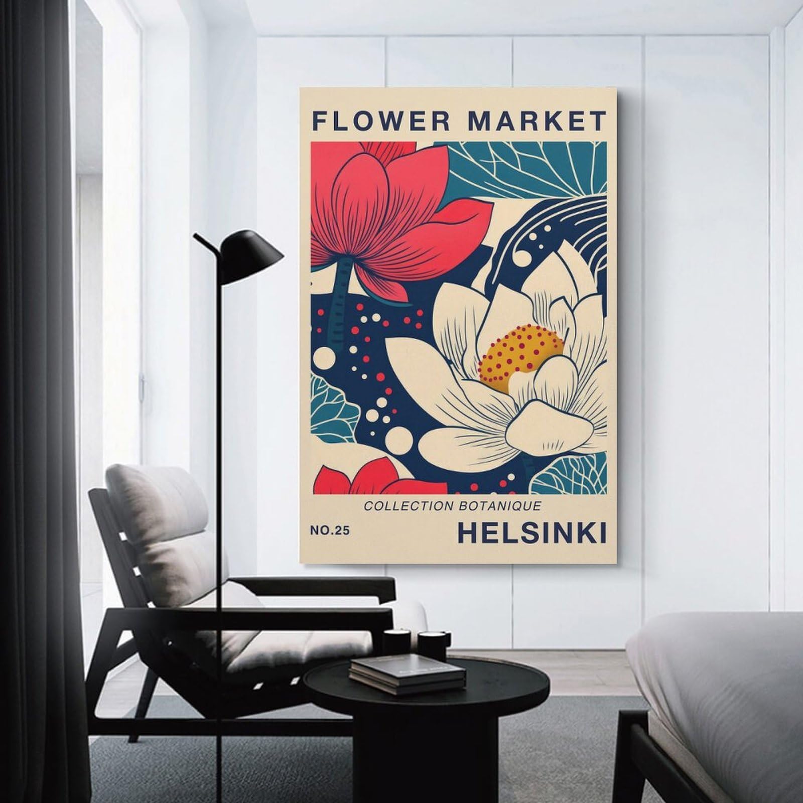 Junmoney Canvas Art Print Helsinki Flower Market Poster, 16x24inch(40x60cm), for Office, Study Or Home Workspace, Home Office Artwork with Decorative Appeal