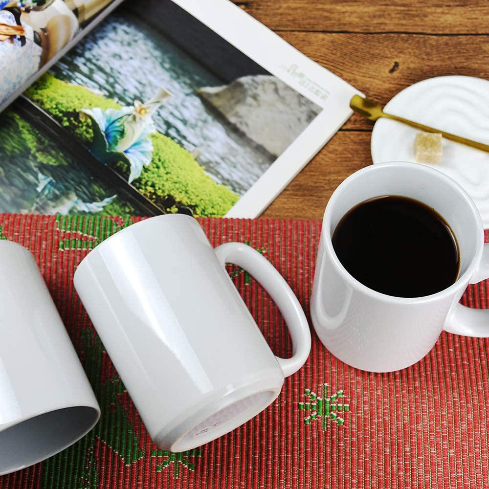 Tazas en blanco con revestimiento de sublimación de 15 onzas con caja de pedido por correo marrón, caja de 6 piezas