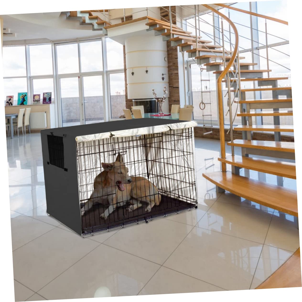 BESPORTBLE Dog Crate Cover Waterproof Indoor/Outdoor Pet Kennel Protective Cover Privacy Screen Mesh Ventilation Stress- Sleep