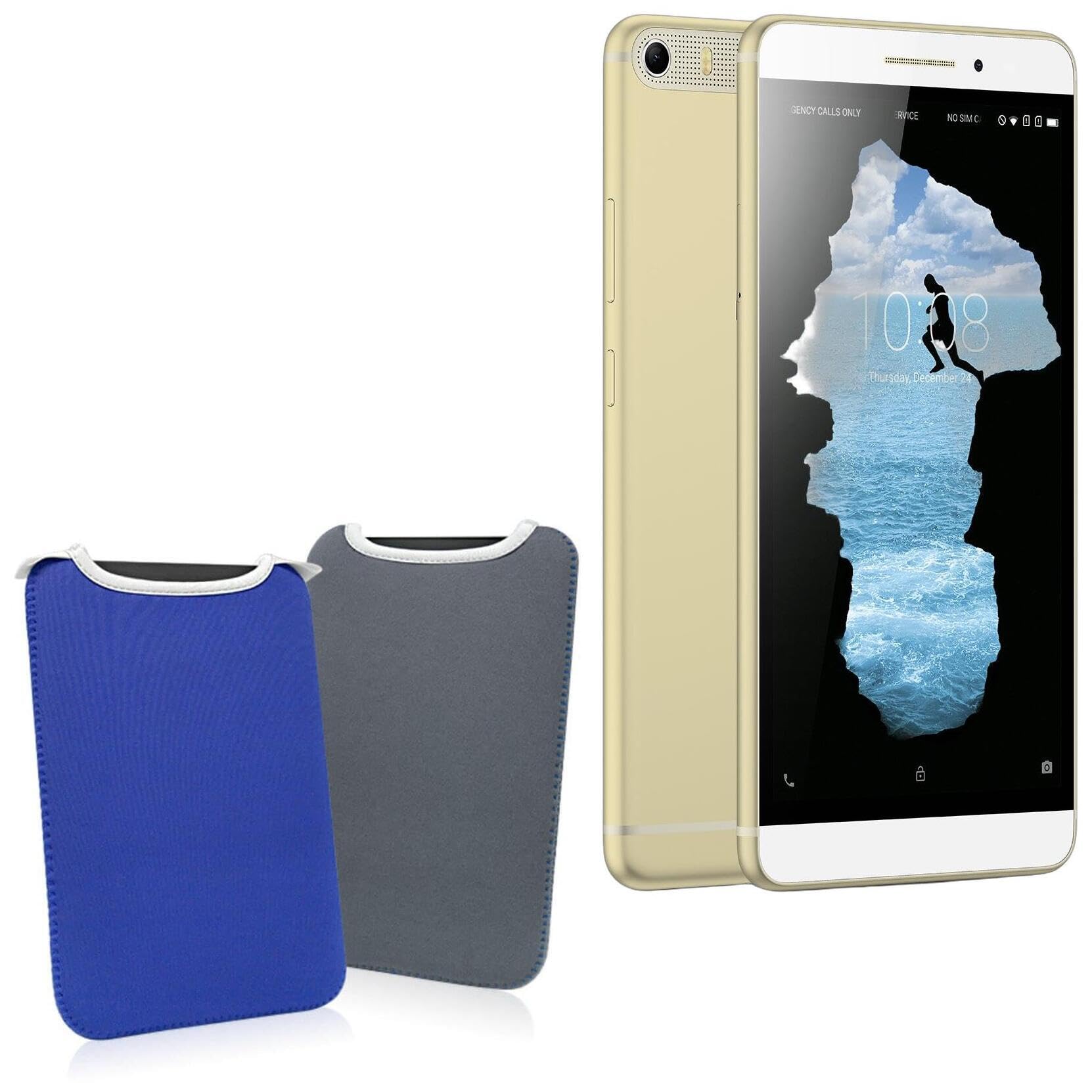 BoxWave Case Compatible with Lenovo PHAB Plus - SlipSuit, Soft Slim Neoprene Pouch Protective Case Cover - Super Blue/Charcoal Grey (Reversible)