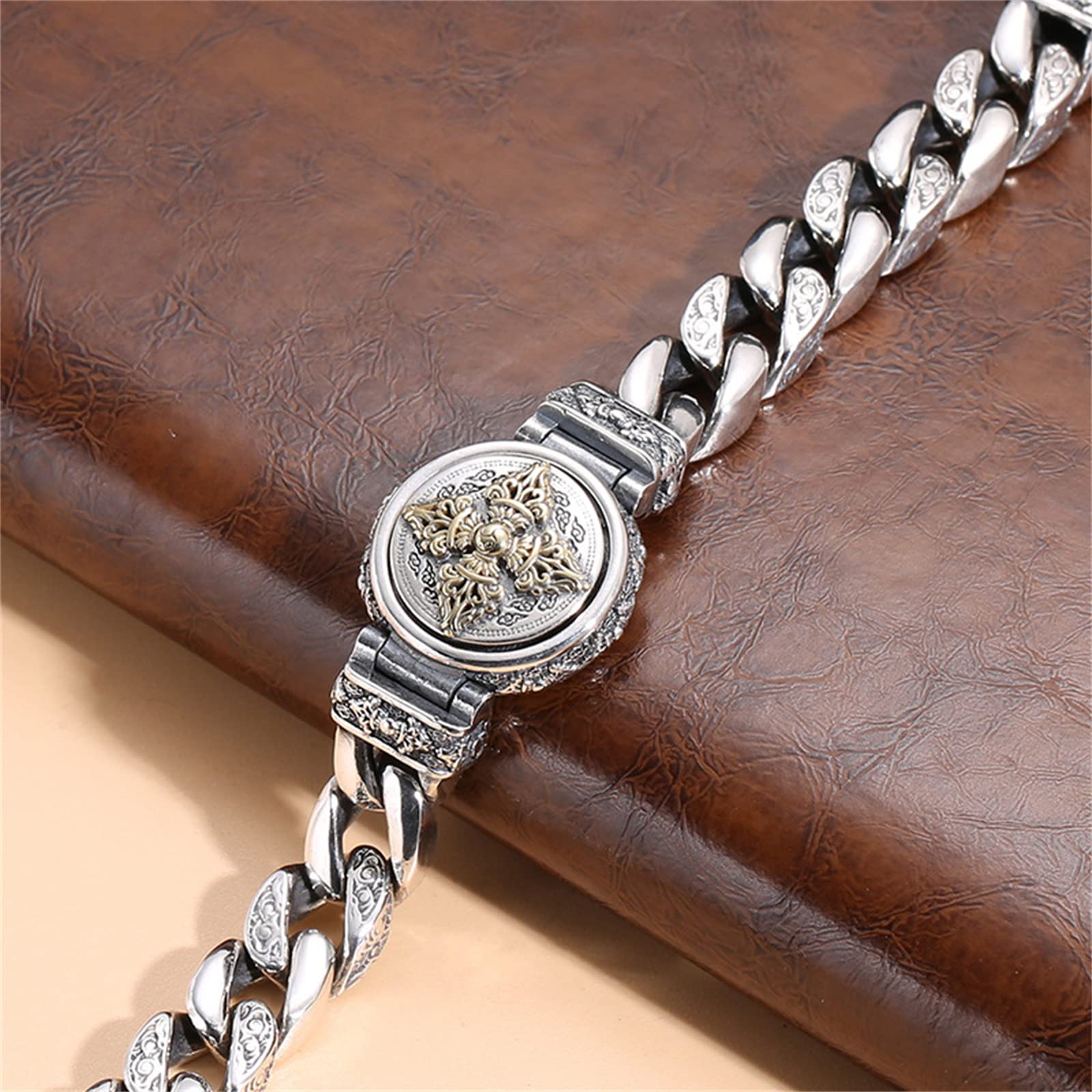 Collana Argento Sterling S925 Con Ciondolo Vajra - Simbolo Buddista Uomo, Lunghezza Regolabile - Foto 6