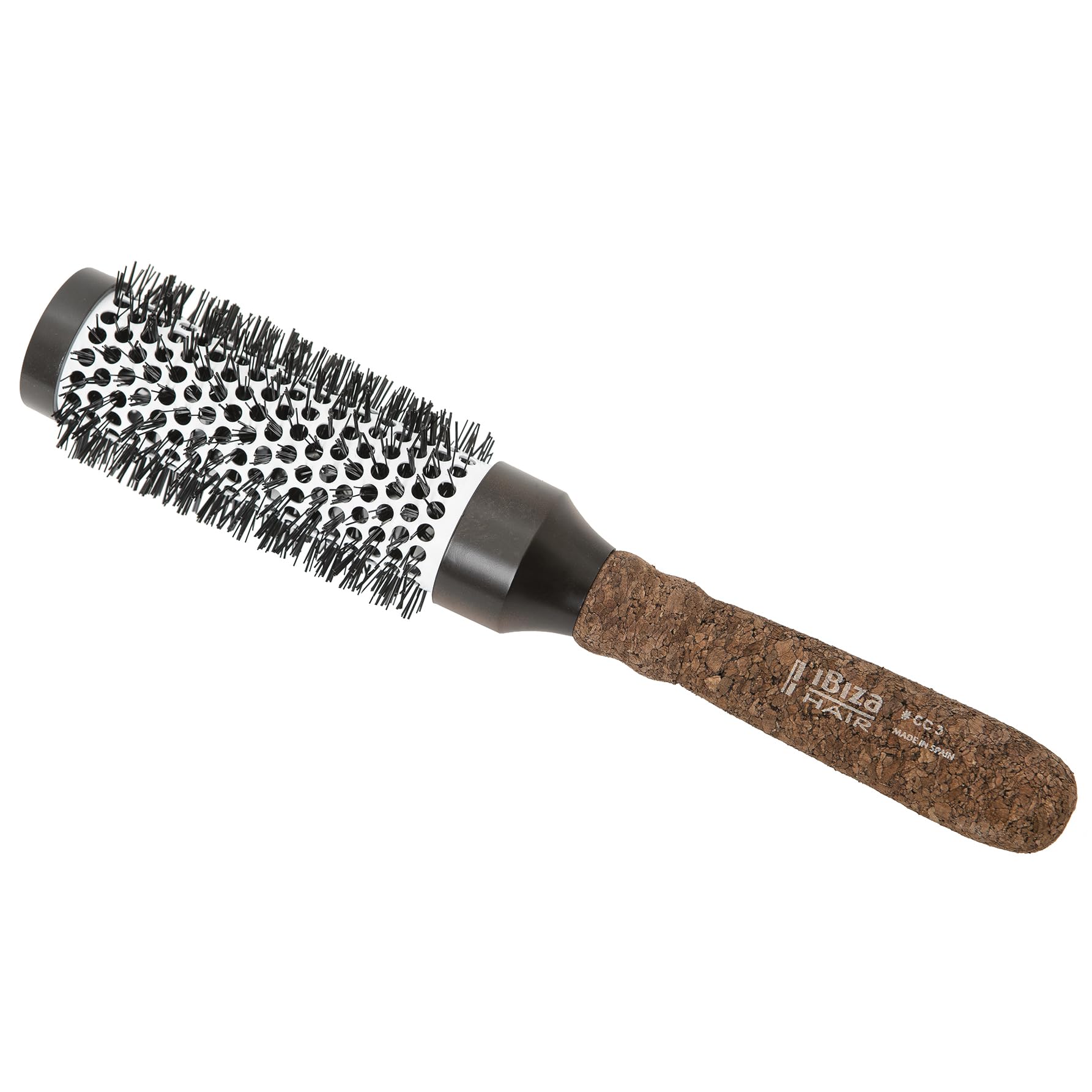 Ceramic Round Brush (CC Series) | Carbon Fiber/Nylon Bristles with Ergonomic Cork Handle | Heat Resistant Ionic Design to Reduce Frizz & Static | Ideal for All Hair Types