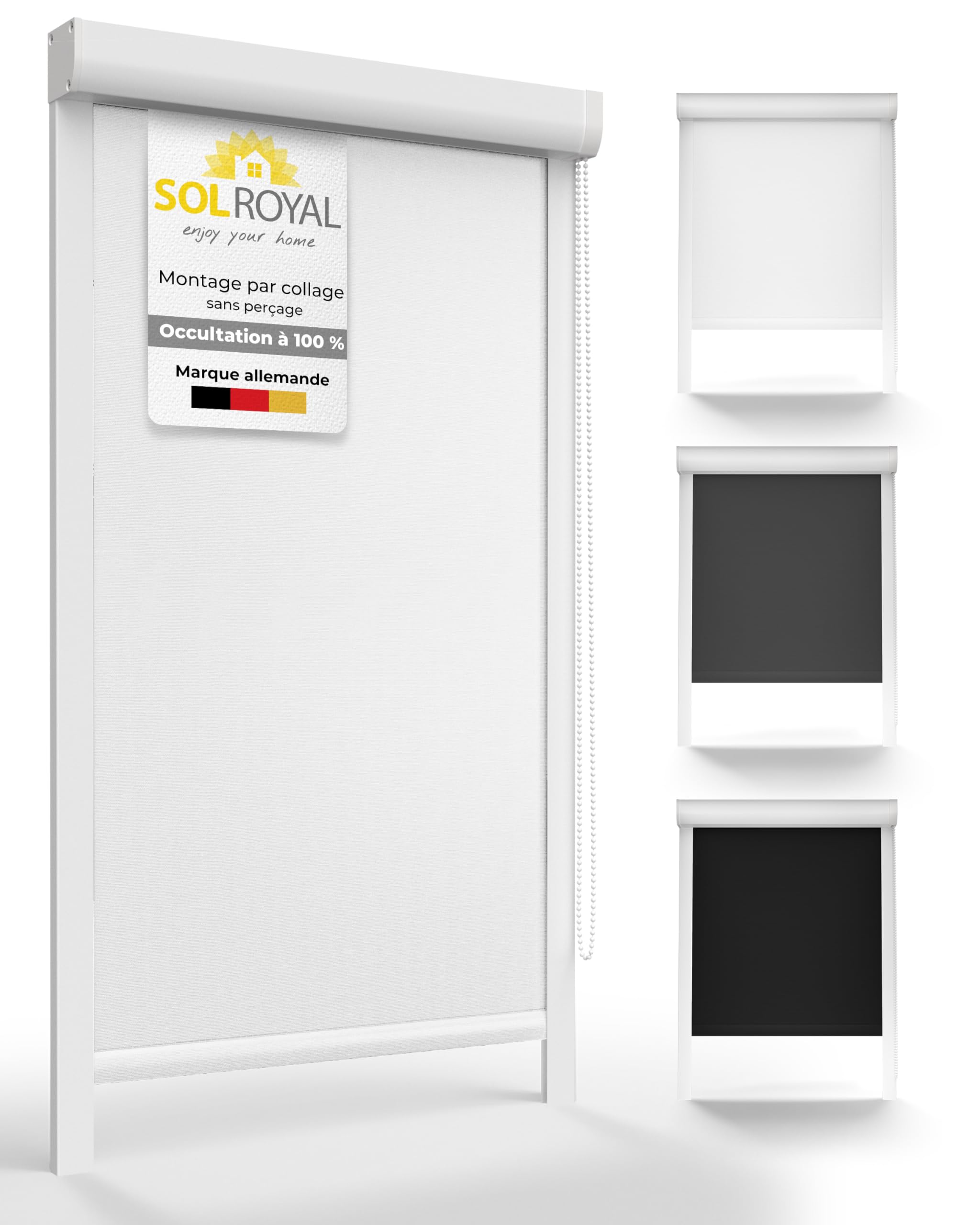 Sol Royal Store Cassette K24 Store occultant Isolant - 70x175cm - Blanc - avec Cadre Complet - Montage sans perçage