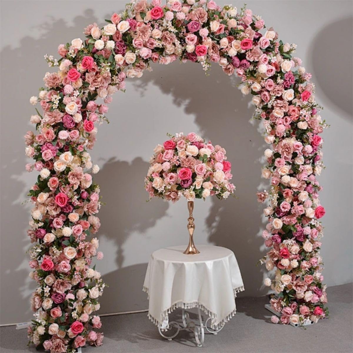 Arche de mariage en métal noir avec base antirouille - Pergola treillis pour plantes grimpantes et intérieur/extérieur - Pour décoration de fête de mariée - 40 cm de profondeur - Marron - 230 x 200 cm