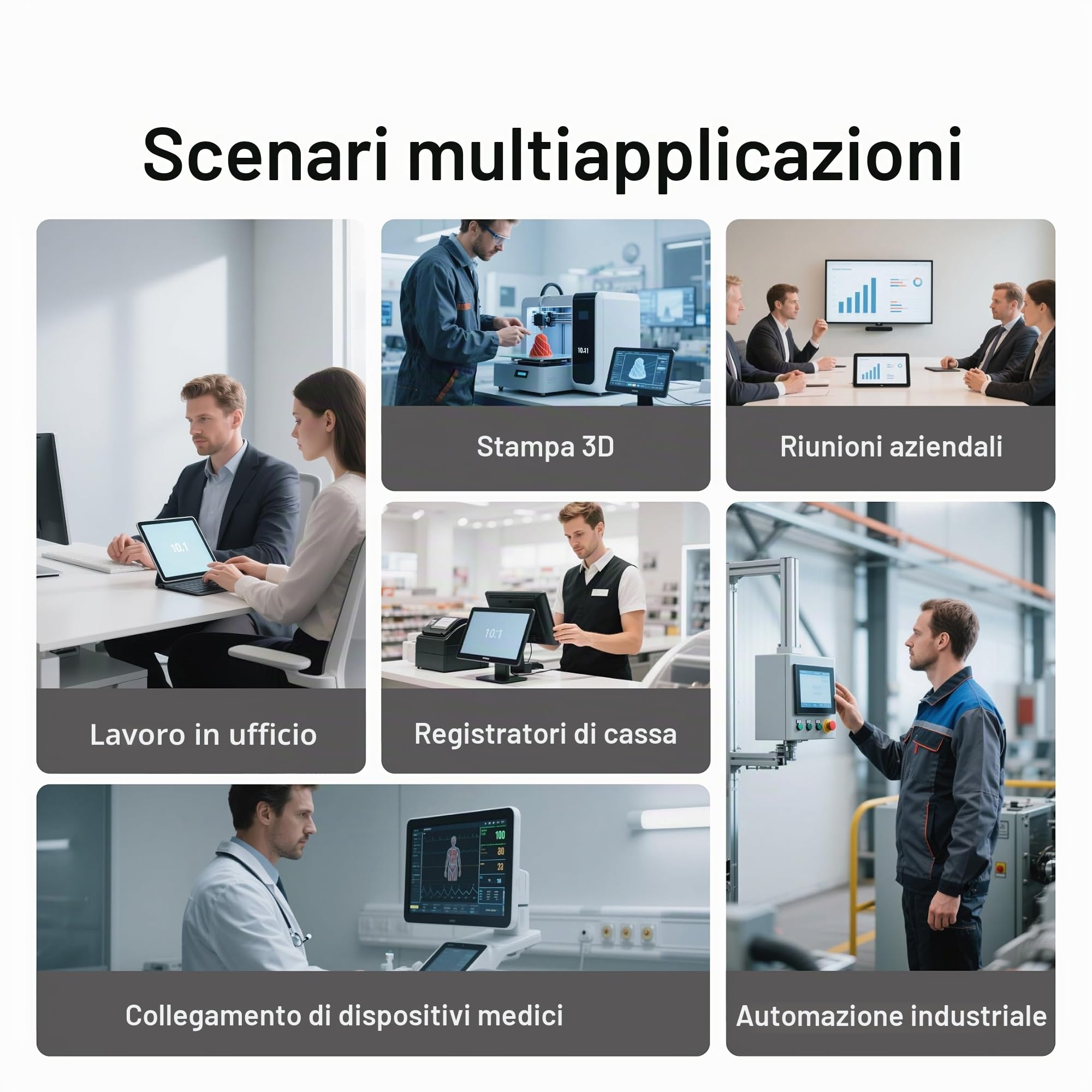 Mini Computer Desktop PC-HEIGAOLAPC 10,1" Mini PC Computer Senza Ventola con Schermo Tattile, N5100, Win 11 Pro, 8GB RAM, 128GB ROM, Batteria 5000mAh, Display 4K HDMI & Tipo C, USB3,0, RS232, RJ45 Lan