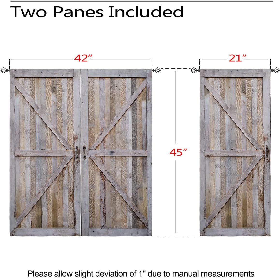Wood Door Blackout Curtains for Girls Boy Home Decor, Farm Village Barn Art Rural Grommet Thermal Insulated Drapes Darkening Window Curtain for Bedroom Living Room, 42 x 45 Inch