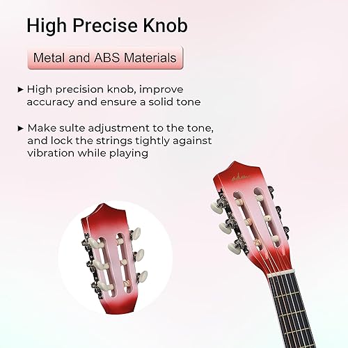 Vista 110 de ADM - Guitarra acústica para principiantes de 30 pulgadas, cuerdas de nailon, guitarra de madera para niños y estudiantes, lecciones en línea