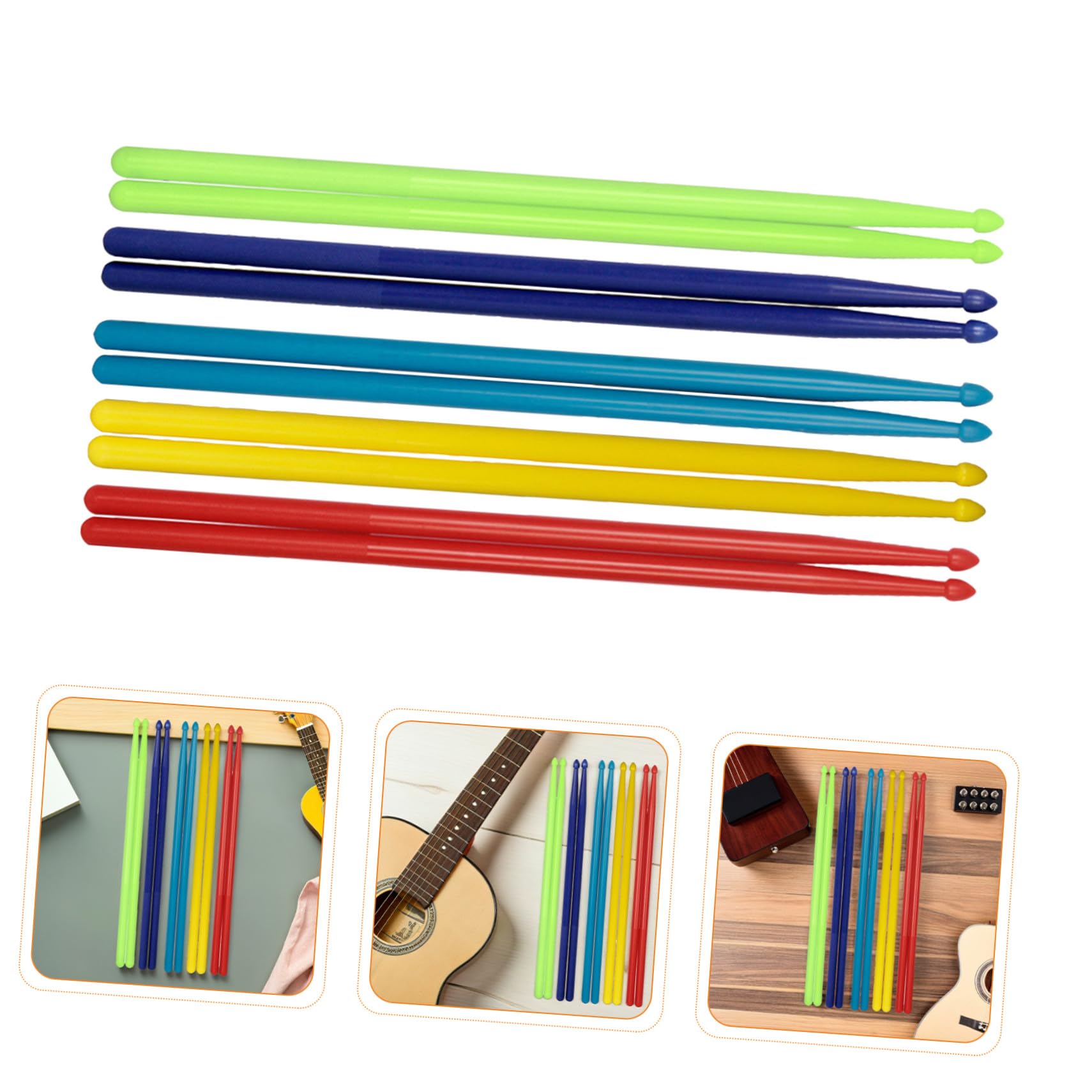 SUPVOX Set 5 Paia Bastoncini di Nylon Multicolore per Batteria Design Ergonomico, Uso Versatile, per Performance di Musica Jazz e Appassionati di Percussioni