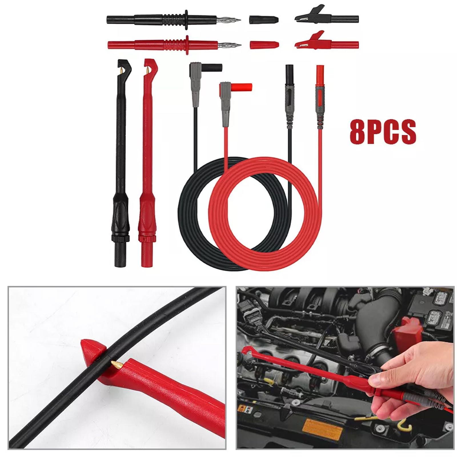 Bohaner Multimeter Test Leads Set 1000 V 10 A Measuring Cable Test Lead Test Probe Crocodile Clip Test Probe Multimeter Accessories for Voltage Circuit Tester 8 Pieces - Image 2