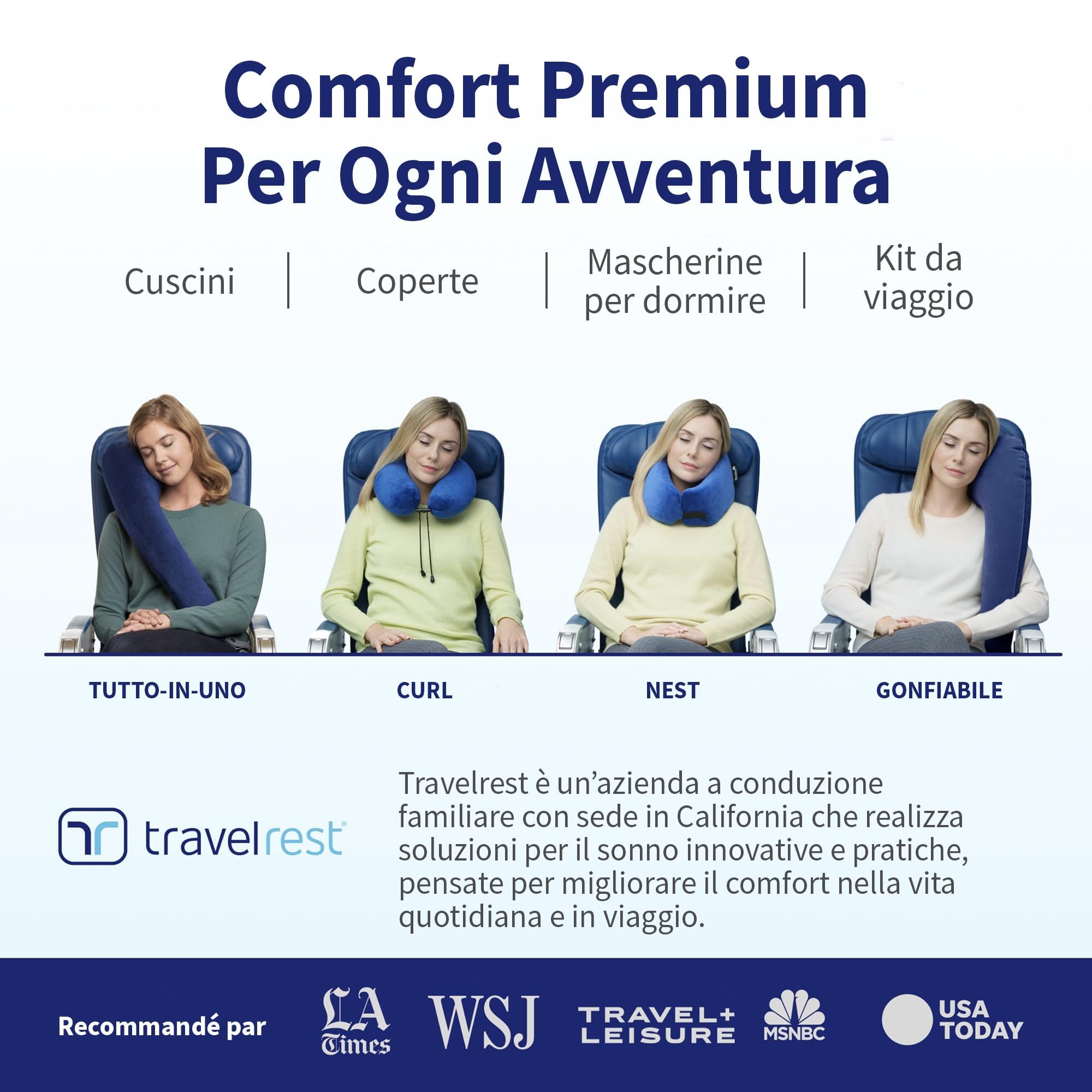 Travelrest Nest Memory Foam Cuscino da viaggio Pieghevole Compatto Rimovibile Lavabile Ergonomico - Votato miglior cuscino da viaggio per 2018-2021 da Wirecutter
