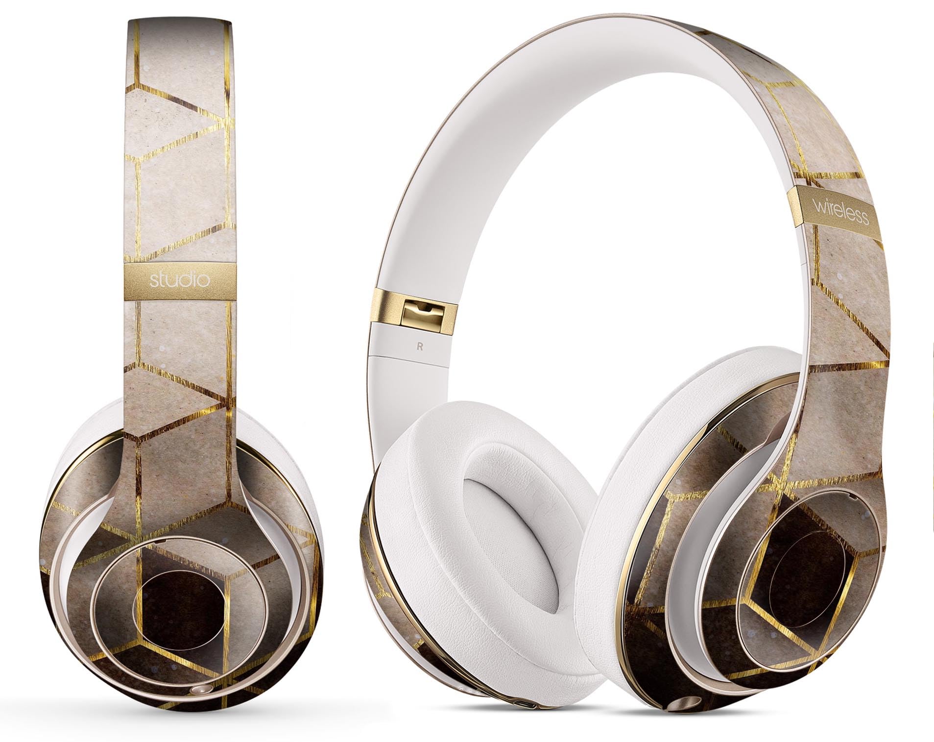 DesignSkinz - Compatible with Beats Pro - Skin Decal Protective Scratch Resistant Vinyl Wrap - Modern Gold Hex V1