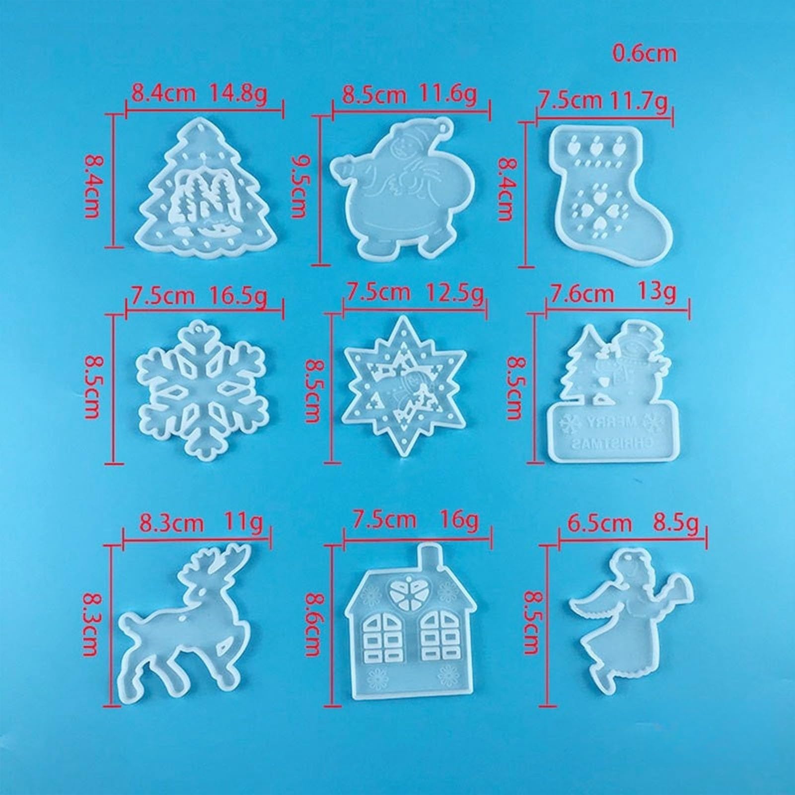 ALEFBET Silikonformen Weihnachten - Gießformen Für Anhänger DIY Basteln