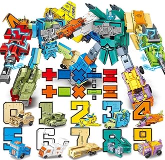Number Robots Transforming Action Figure Toys - School Classroom Rewards & Carnival Prizes - Preschool Educational STEM Math Toys for Kids Boys Girls