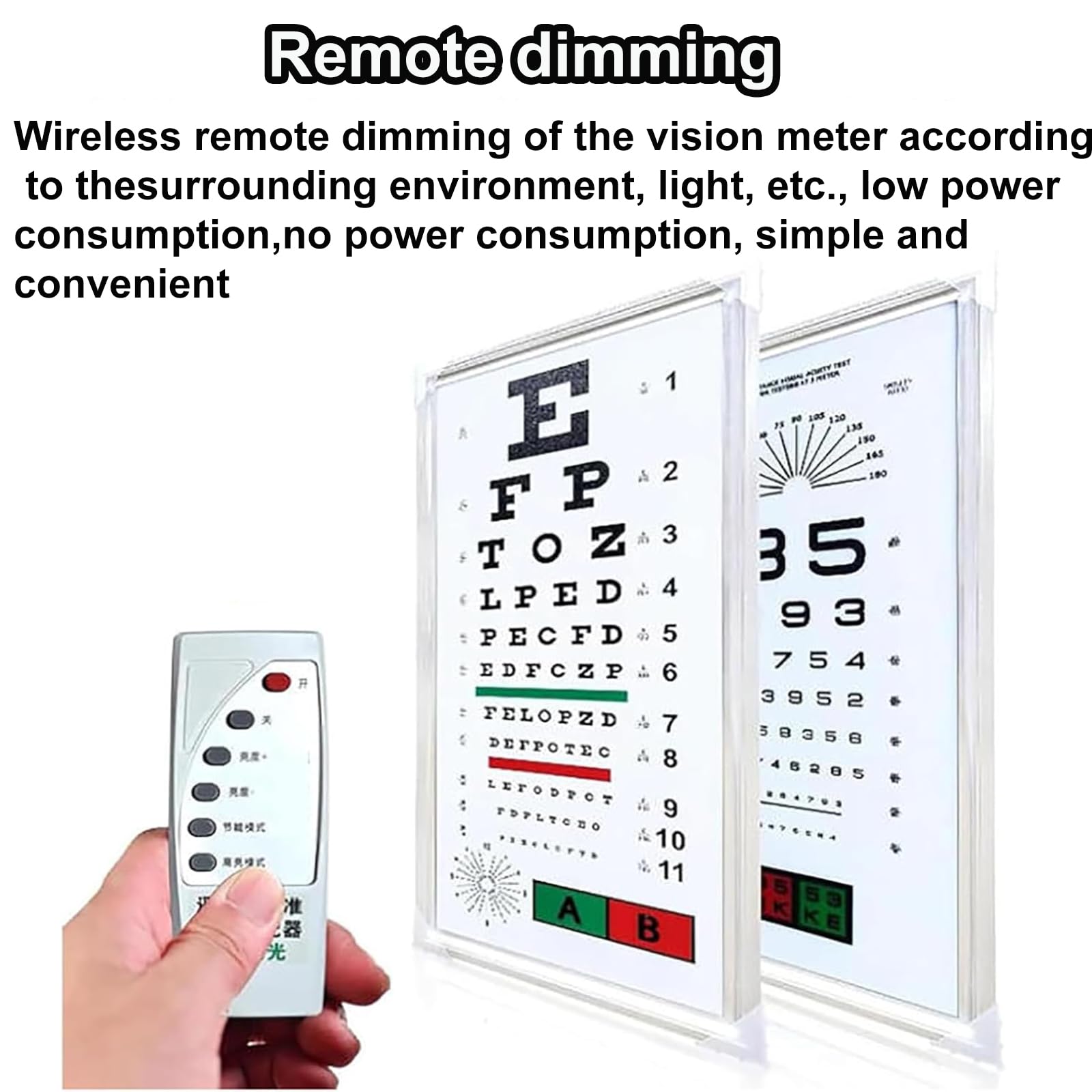 Grafico di acuità visiva a LED con telecomando, distanza 2.5/5M, stampa UV HD per l'esame oculistico della scuola dell'ospedale